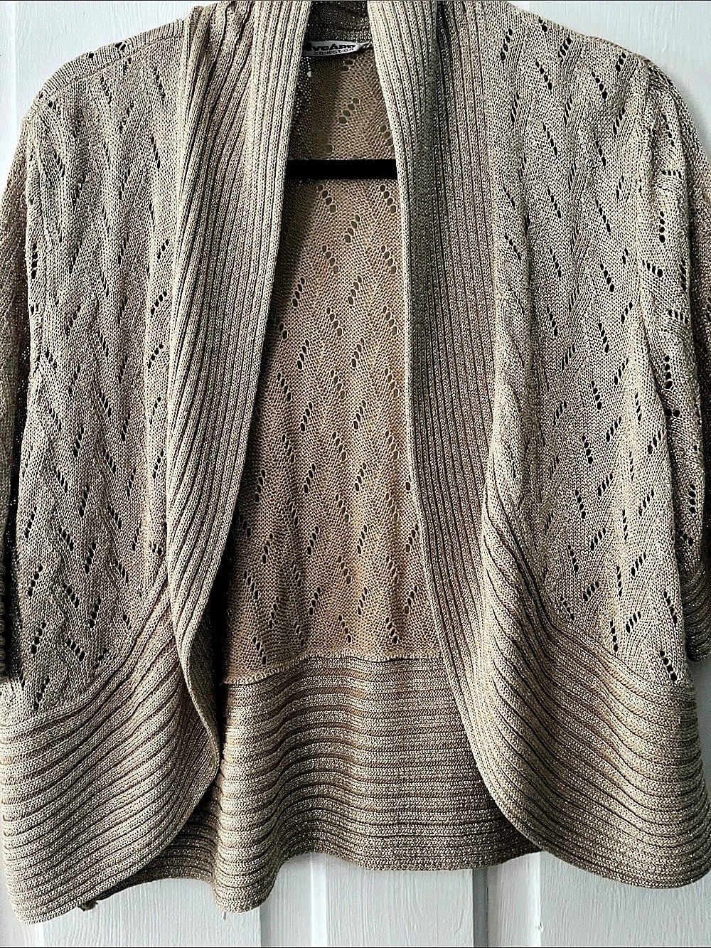 Peter Nygard Brown Open Front Knit Cardigan